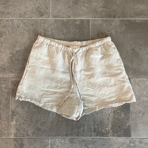 H&M Linen Blend Drawstring Shorts - Natural